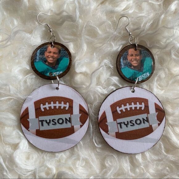 Custom Sport Wood Handmade Earrings - Picture 5 of 7